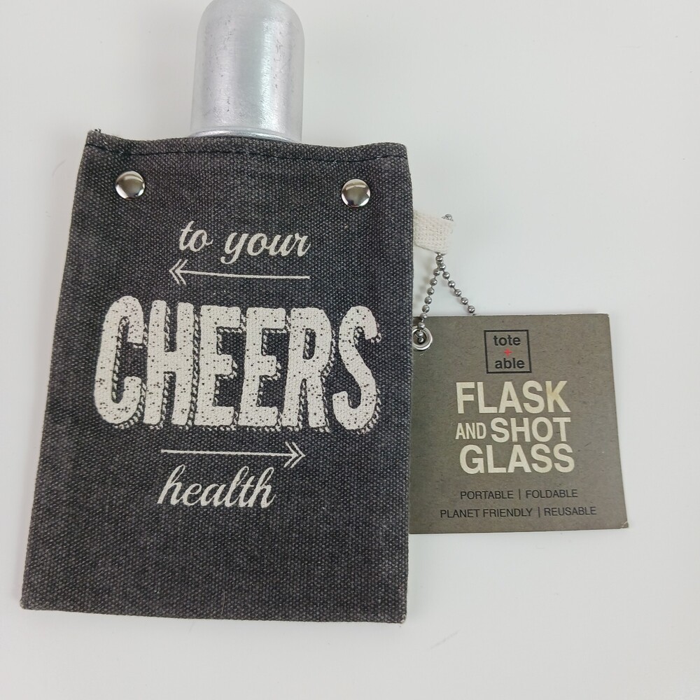 Tote Able 4oz. Flask and 1oz. Shot Glass Canvas Cover Made in USA